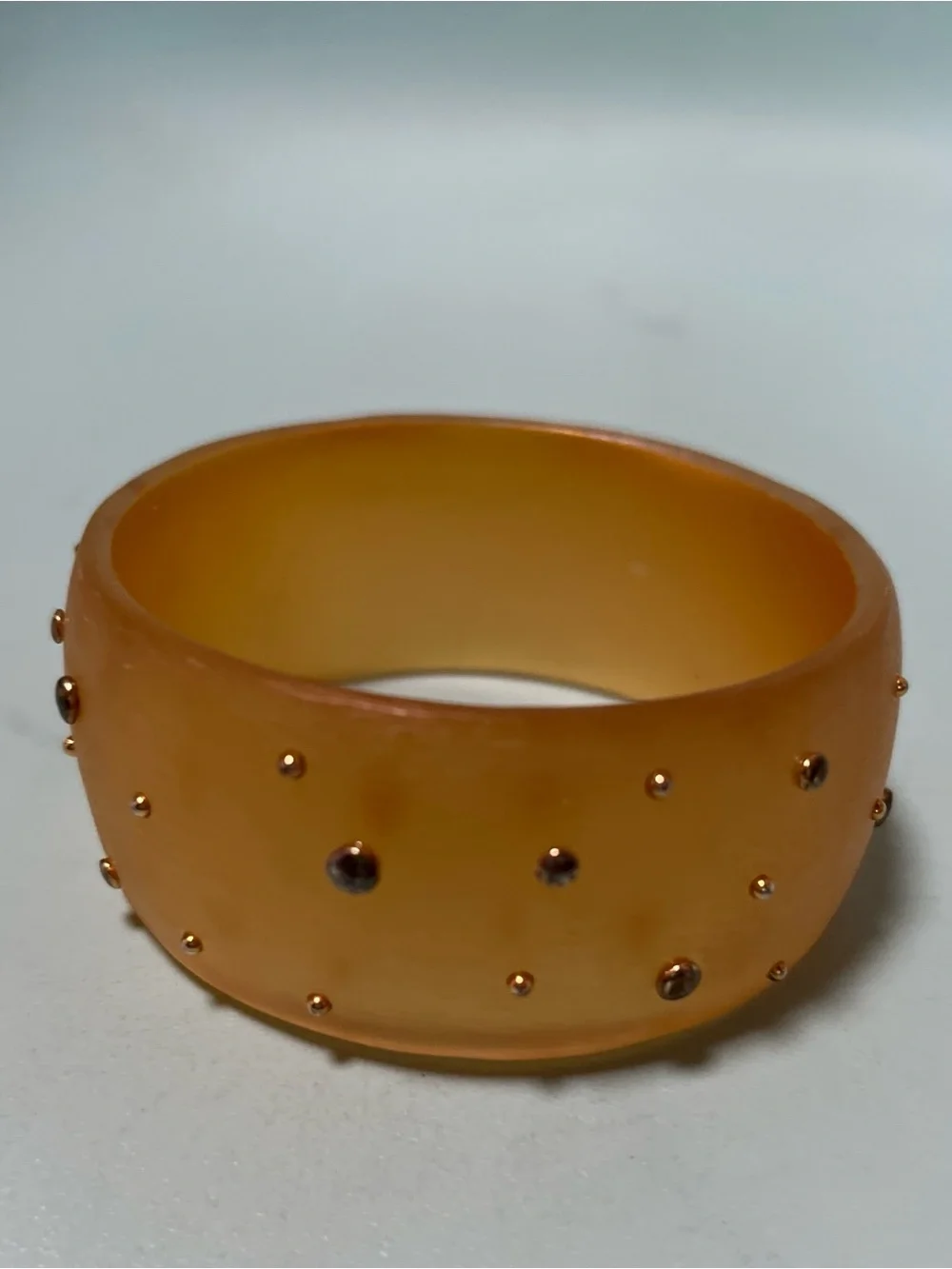 Alexis Bittar Yellow Resin Bangle with Gold Metal Studs